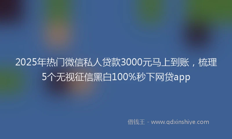 2025年热门微信私人贷款3000元马上到账，梳理5个无视征信黑白100%秒下网贷app