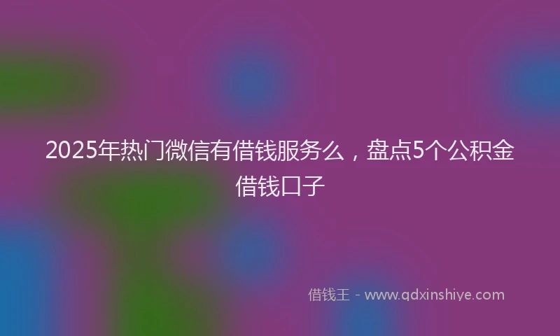 2025年热门微信有借钱服务么，盘点5个公积金借钱口子
