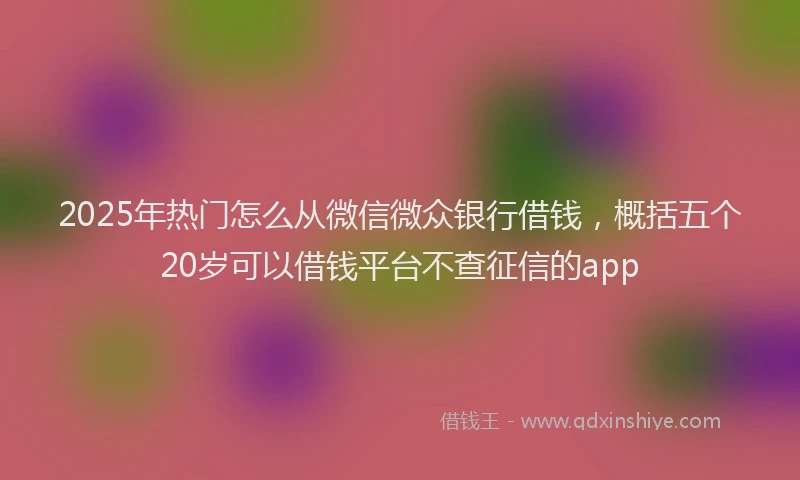 2025年热门怎么从微信微众银行借钱，概括五个20岁可以借钱平台不查征信的app