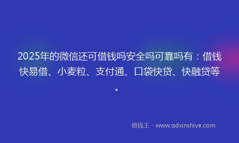 2025年的微信还可借钱吗安全吗可靠吗有：借钱快易借、小麦粒、支付通、口袋快贷、快融贷等。