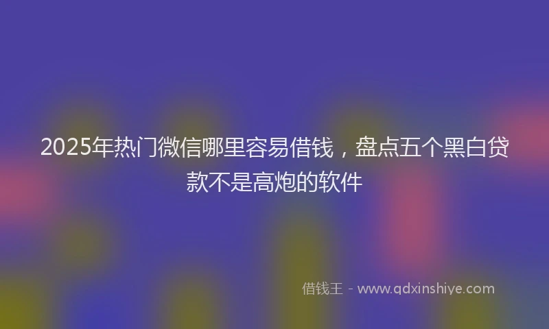 2025年热门微信哪里容易借钱，盘点五个黑白贷款不是高炮的软件
