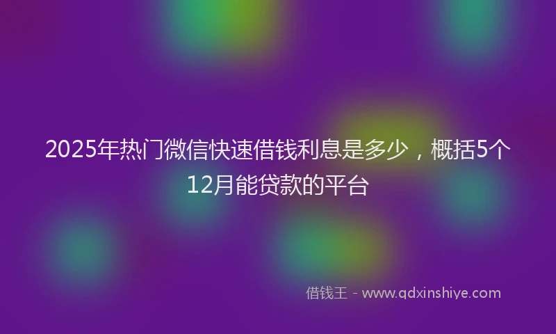 2025年热门微信快速借钱利息是多少，概括5个12月能贷款的平台