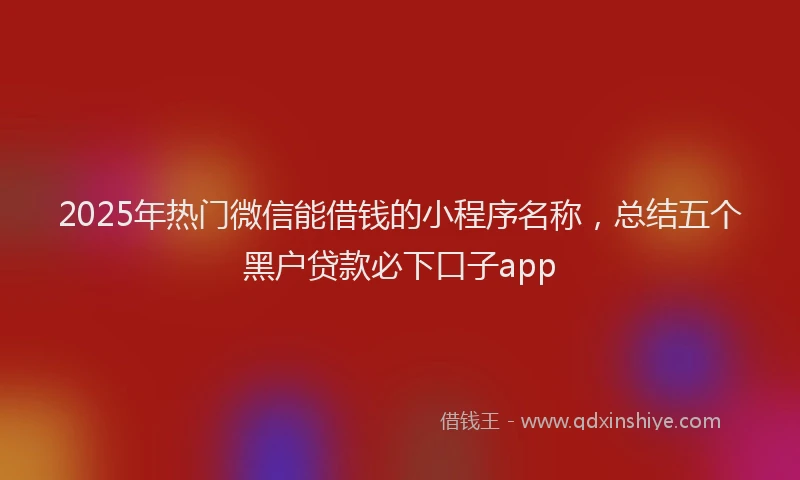 2025年热门微信能借钱的小程序名称，总结五个黑户贷款必下口子app
