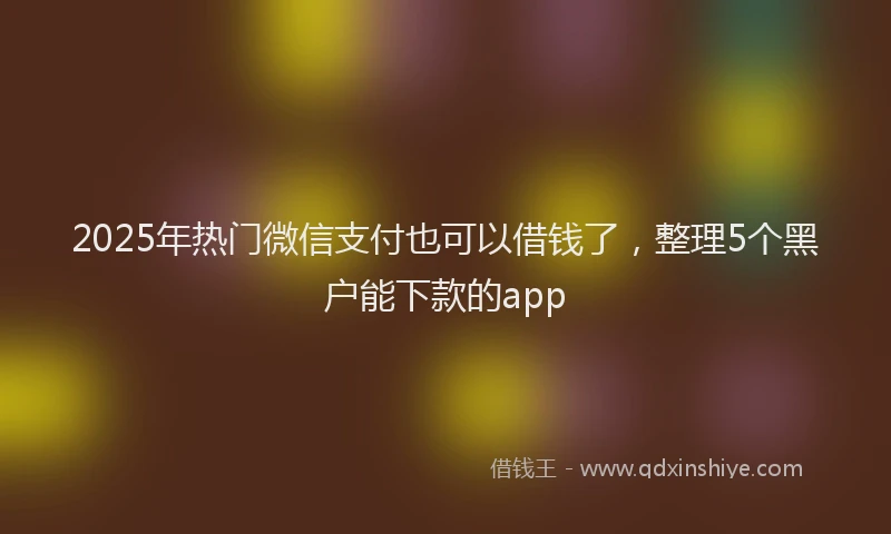 2025年热门微信支付也可以借钱了，整理5个黑户能下款的app
