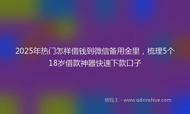 2025年热门怎样借钱到微信备用金里，梳理5个18岁借款神器快速下款口子