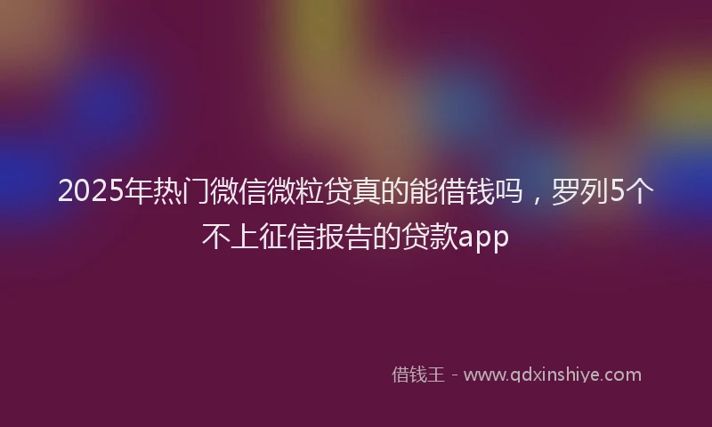 2025年热门微信微粒贷真的能借钱吗，罗列5个不上征信报告的贷款app