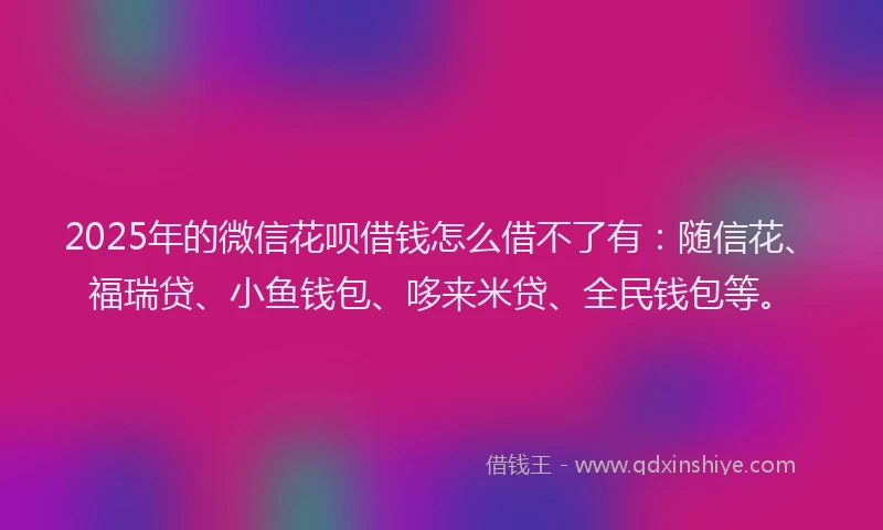 2025年的微信花呗借钱怎么借不了有：随信花、福瑞贷、小鱼钱包、哆来米贷、全民钱包等。
