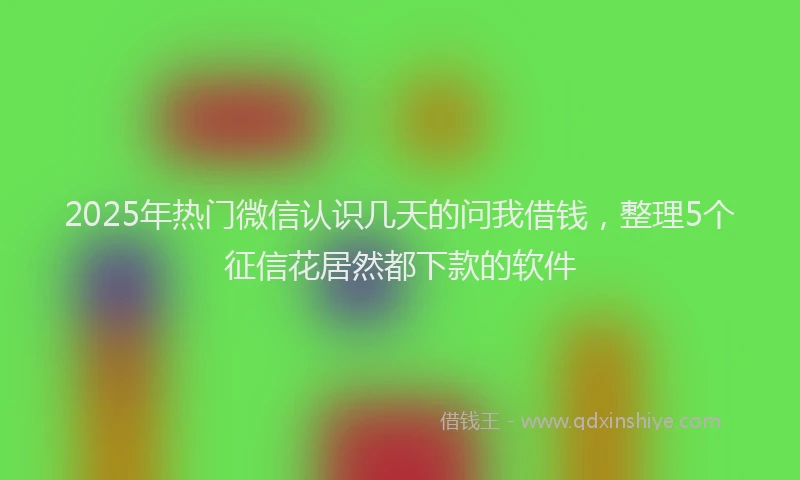 2025年热门微信认识几天的问我借钱，整理5个征信花居然都下款的软件