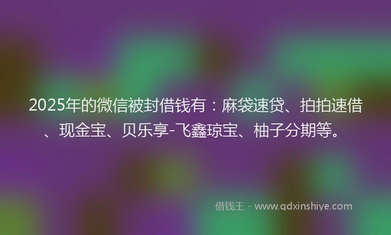 2025年的微信被封借钱有：麻袋速贷、拍拍速借、现金宝、贝乐享-飞鑫琼宝、柚子分期等。