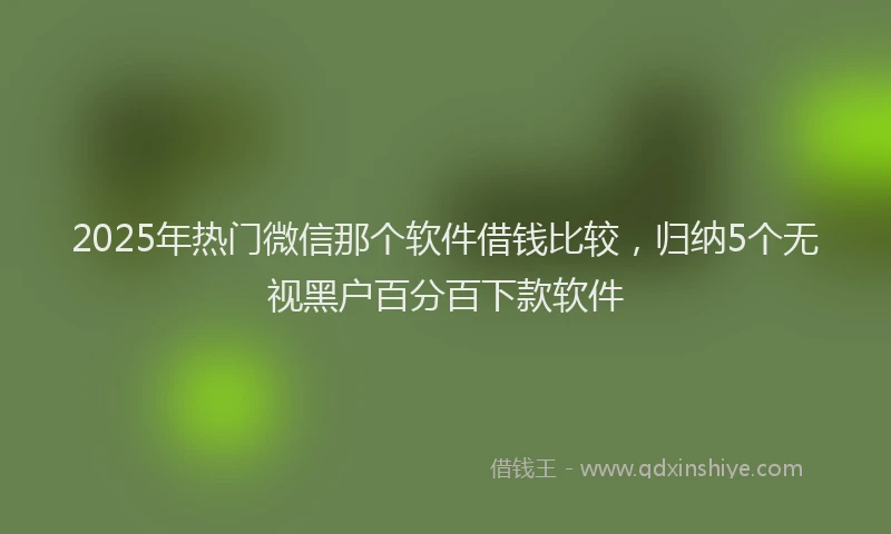 2025年热门微信那个软件借钱比较,归纳5个无视黑户百分百下款软件