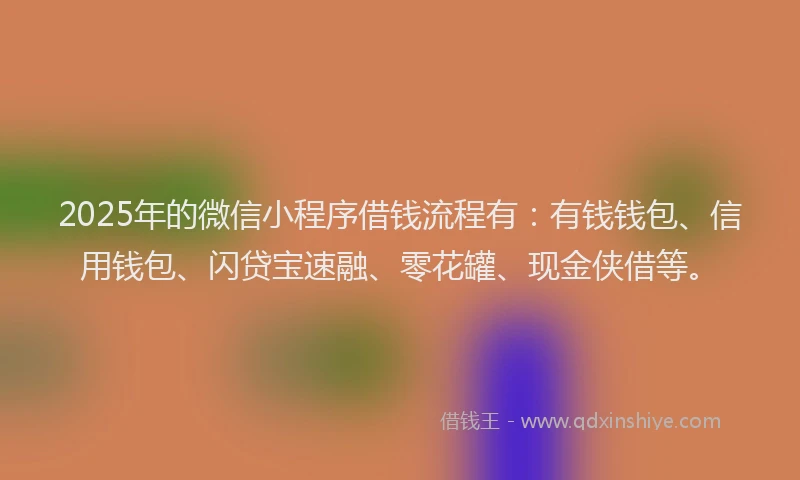 2025年的微信小程序借钱流程有：有钱钱包、信用钱包、闪贷宝速融、零花罐、现金侠借等。