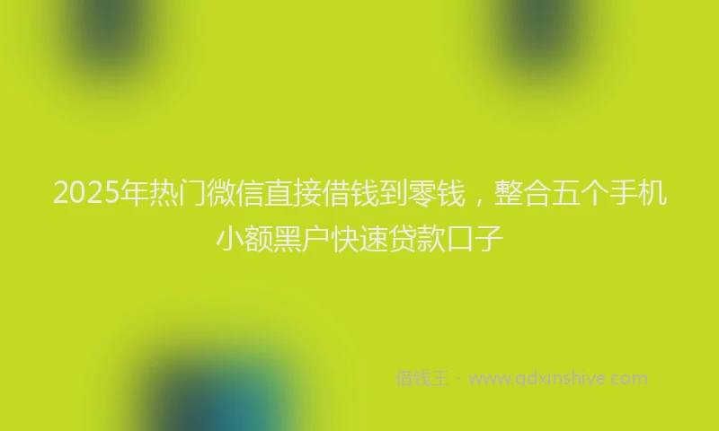 2025年热门微信直接借钱到零钱，整合五个手机小额黑户快速贷款口子