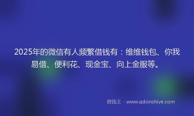2025年的微信有人频繁借钱有：维维钱包、你我易借、便利花、现金宝、向上金服等。