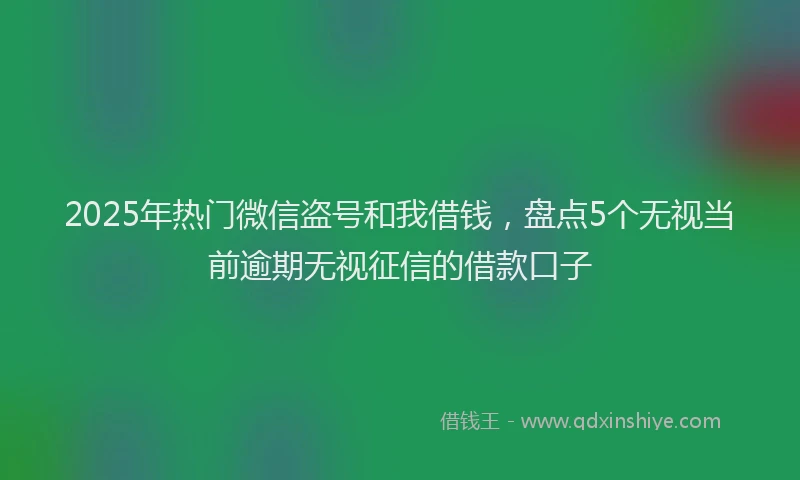 2025年热门微信盗号和我借钱,盘点5个无视当前逾期无视征信的借款口子