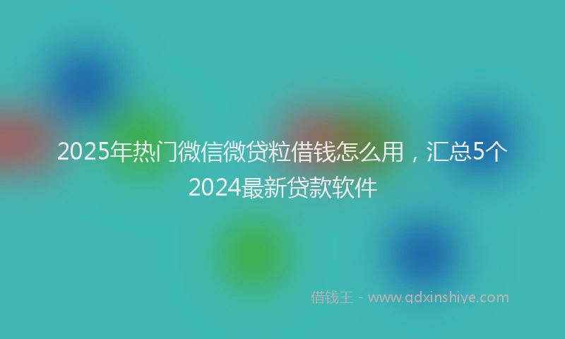 2025年热门微信微贷粒借钱怎么用，汇总5个2024最新贷款软件