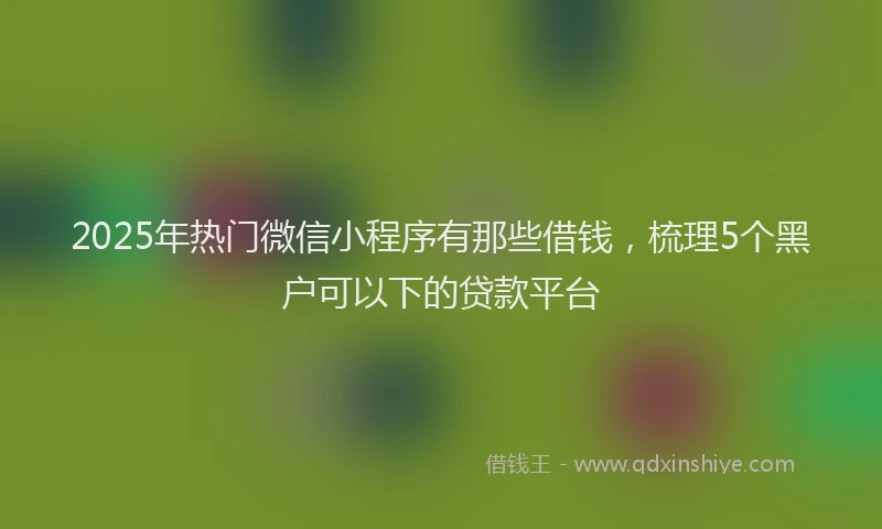 2025年热门微信小程序有那些借钱，梳理5个黑户可以下的贷款平台