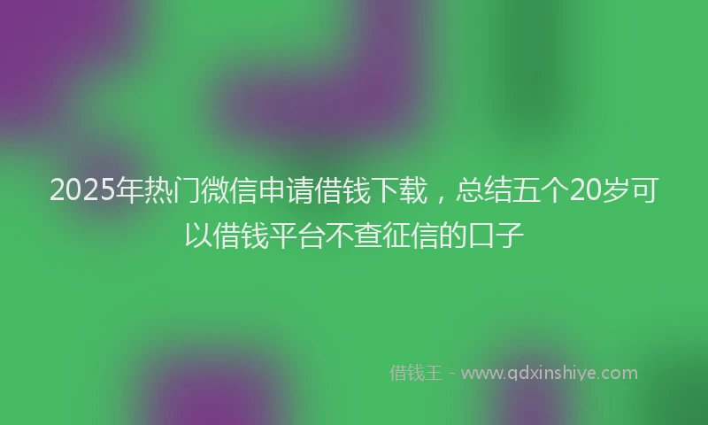 2025年热门微信申请借钱下载，总结五个20岁可以借钱平台不查征信的口子
