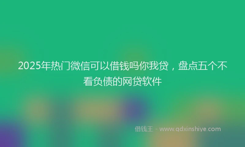 2025年热门微信可以借钱吗你我贷，盘点五个不看负债的网贷软件