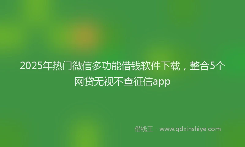2025年热门微信多功能借钱软件下载，整合5个网贷无视不查征信app