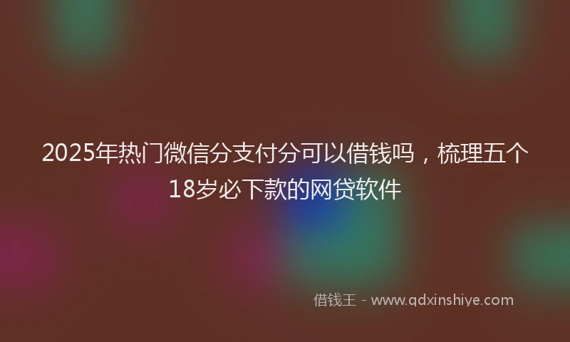 2025年热门微信分支付分可以借钱吗，梳理五个18岁必下款的网贷软件