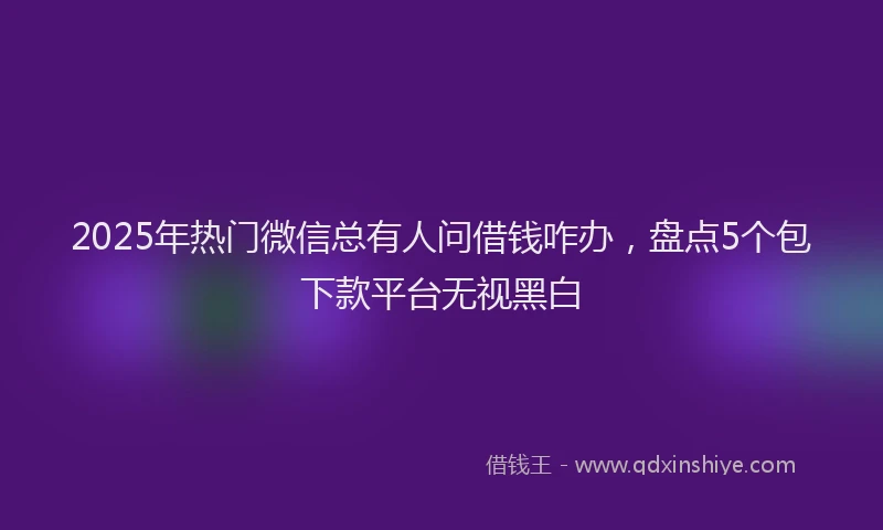 2025年热门微信总有人问借钱咋办，盘点5个包下款平台无视黑白