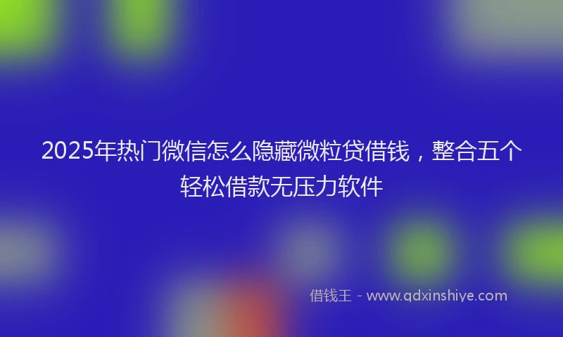 2025年热门微信怎么隐藏微粒贷借钱，整合五个轻松借款无压力软件