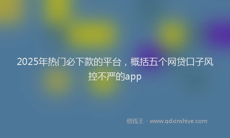 2025年热门必下款的平台，概括五个网贷口子风控不严的app