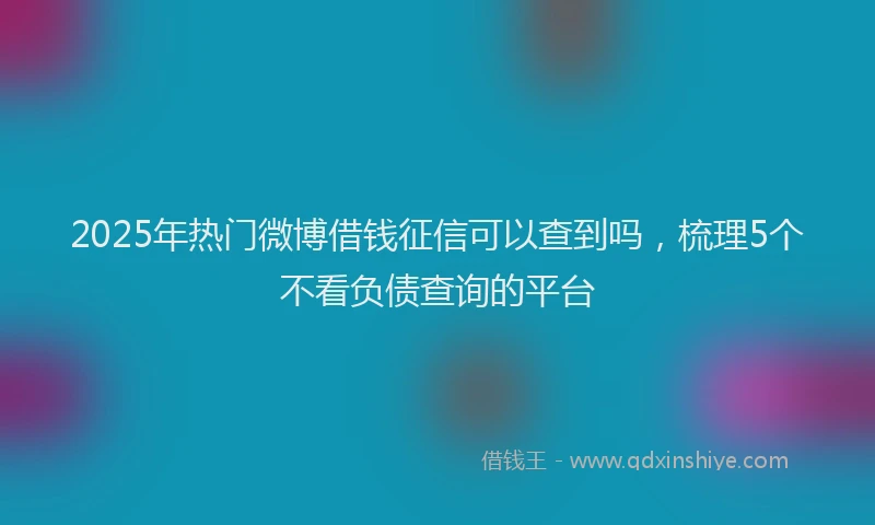 2025年热门微博借钱征信可以查到吗，梳理5个不看负债查询的平台