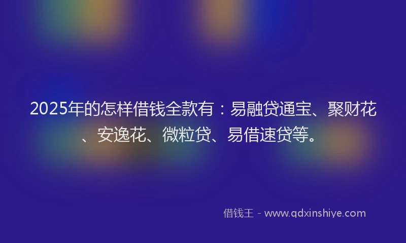 2025年的怎样借钱全款有：易融贷通宝、聚财花、安逸花、微粒贷、易借速贷等。