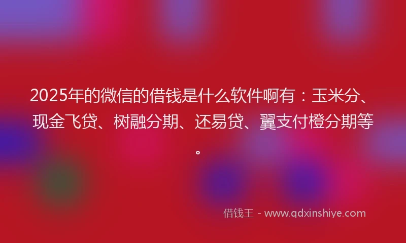 2025年的微信的借钱是什么软件啊有：玉米分、现金飞贷、树融分期、还易贷、翼支付橙分期等。