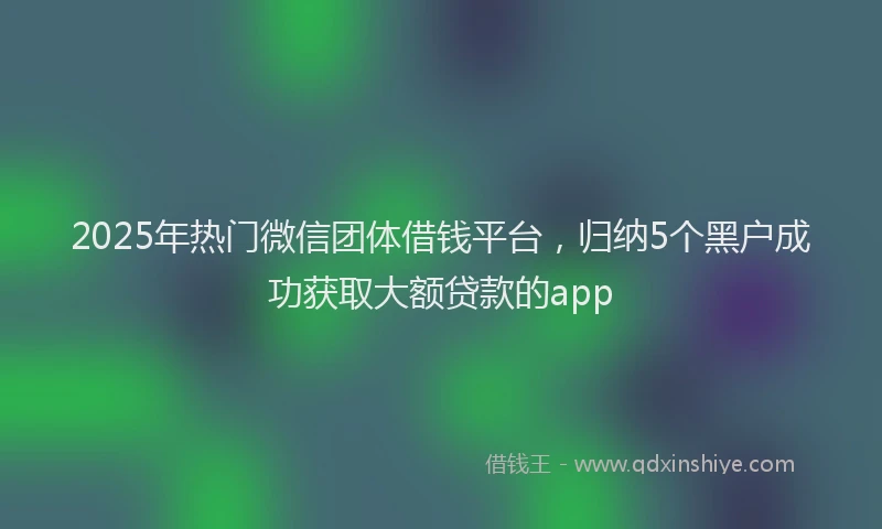 2025年热门微信团体借钱平台，归纳5个黑户成功获取大额贷款的app
