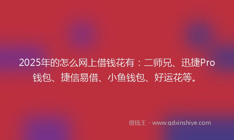 2025年的怎么网上借钱花有：二师兄、迅捷Pro钱包、捷信易借、小鱼钱包、好运花等。