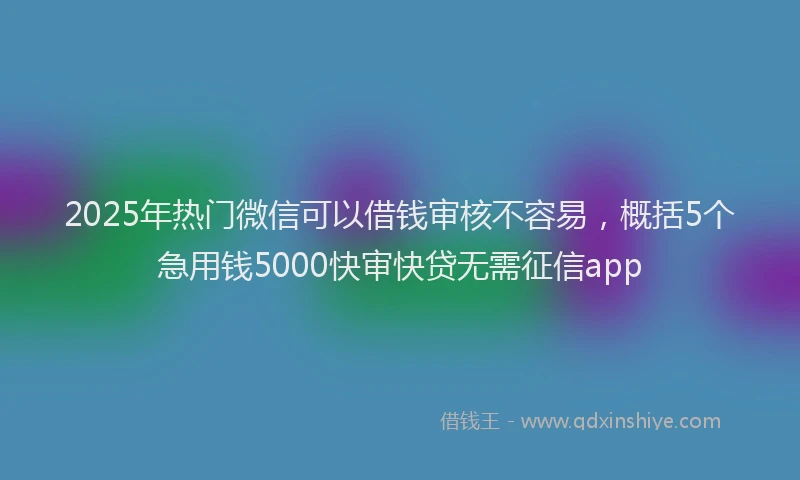 2025年热门微信可以借钱审核不容易，概括5个急用钱5000快审快贷无需征信app
