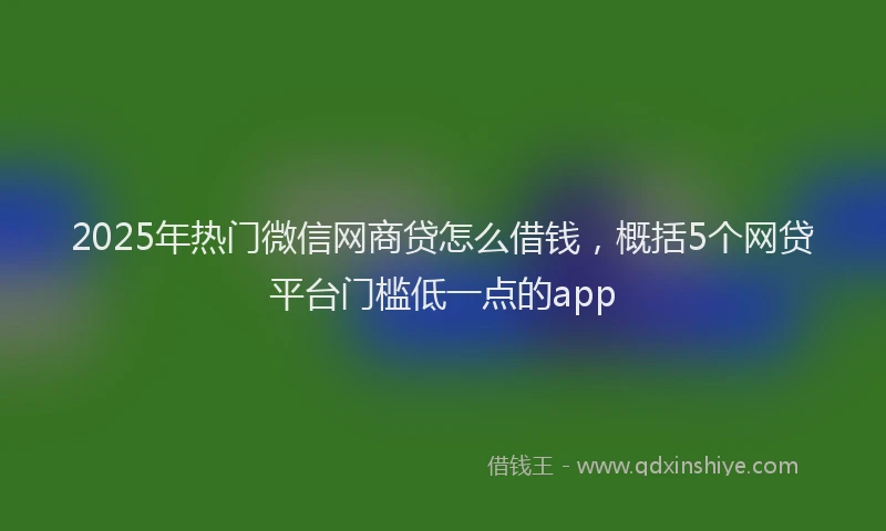 2025年热门微信网商贷怎么借钱，概括5个网贷平台门槛低一点的app