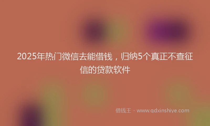 2025年热门微信去能借钱，归纳5个真正不查征信的贷款软件