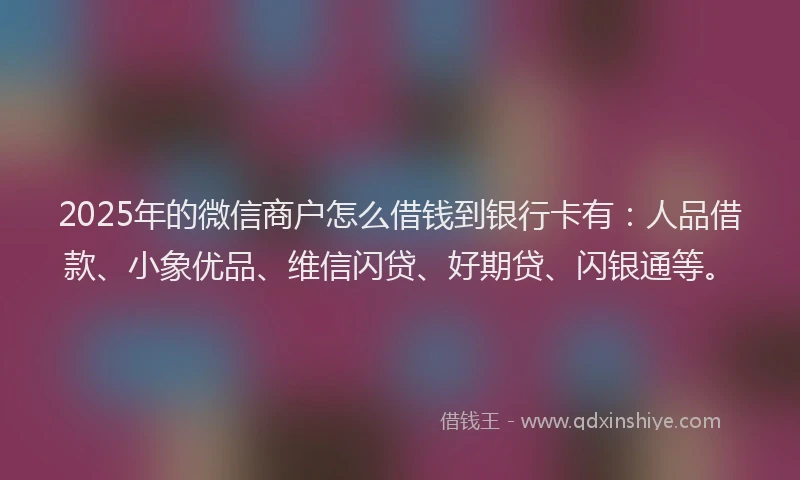 2025年的微信商户怎么借钱到银行卡有：人品借款、小象优品、维信闪贷、好期贷、闪银通等。