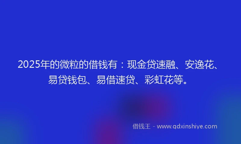 2025年的微粒的借钱有：现金贷速融、安逸花、易贷钱包、易借速贷、彩虹花等。