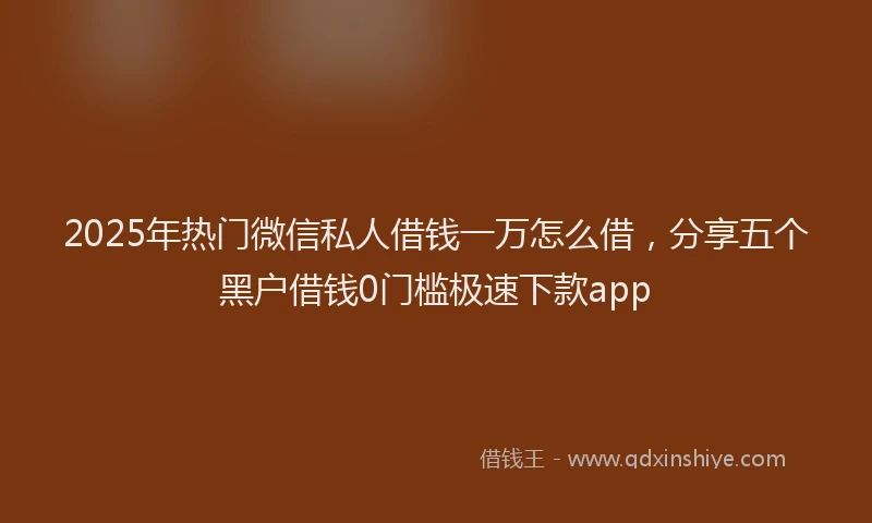 2025年热门微信私人借钱一万怎么借，分享五个黑户借钱0门槛极速下款app