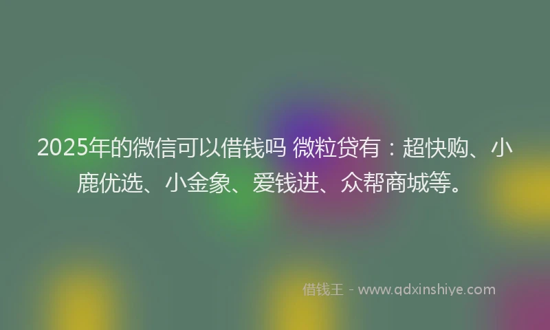 2025年的微信可以借钱吗 微粒贷有：超快购、小鹿优选、小金象、爱钱进、众帮商城等。