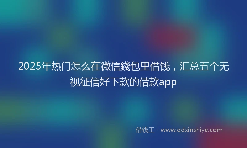 2025年热门怎么在微信錢包里借钱，汇总五个无视征信好下款的借款app