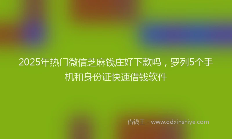 2025年热门微信芝麻钱庄好下款吗，罗列5个手机和身份证快速借钱软件