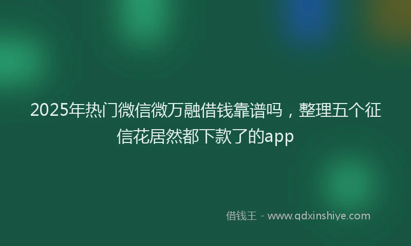 2025年热门微信微万融借钱靠谱吗，整理五个征信花居然都下款了的app