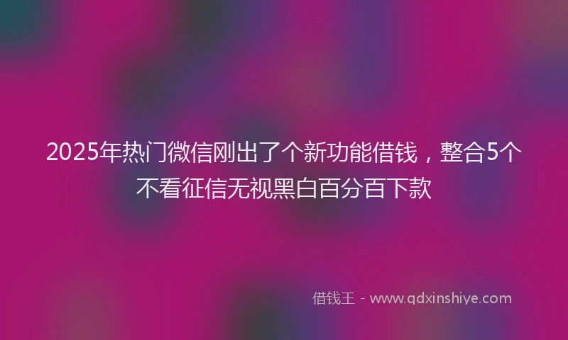 2025年热门微信刚出了个新功能借钱，整合5个不看征信无视黑白百分百下款