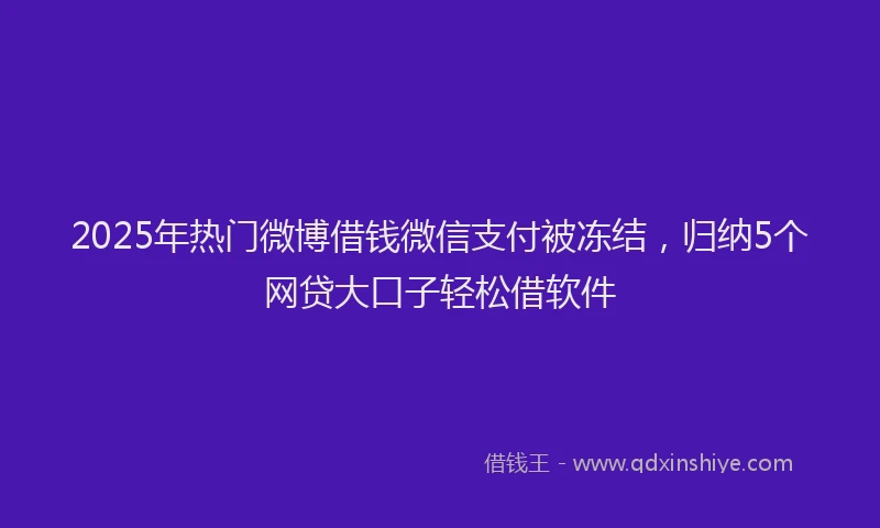 2025年热门微博借钱微信支付被冻结，归纳5个网贷大口子轻松借软件