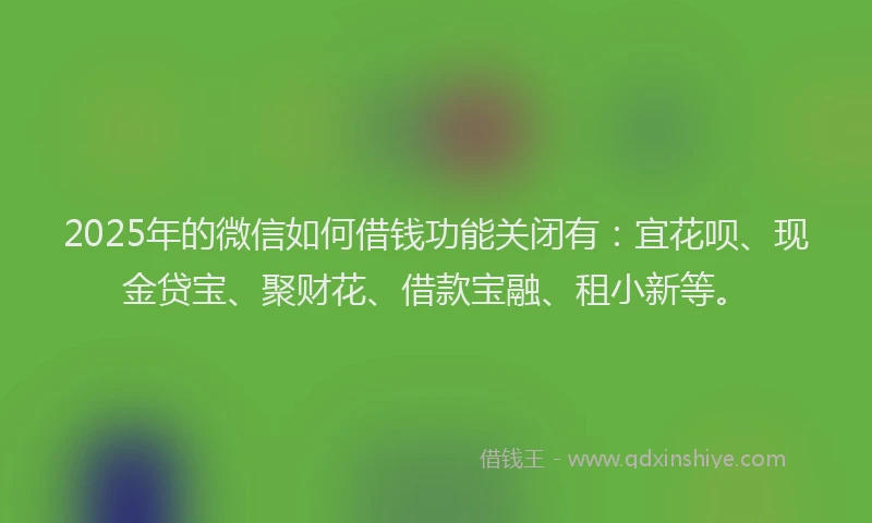 2025年的微信如何借钱功能关闭有：宜花呗、现金贷宝、聚财花、借款宝融、租小新等。