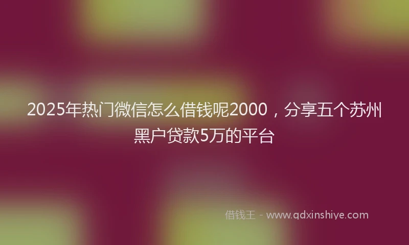 2025年热门微信怎么借钱呢2000，分享五个苏州黑户贷款5万的平台