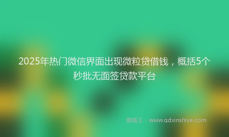 2025年热门微信界面出现微粒贷借钱，概括5个秒批无面签贷款平台