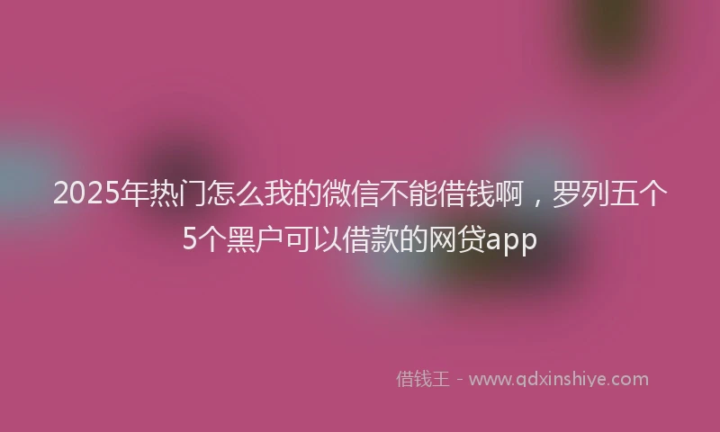 2025年热门怎么我的微信不能借钱啊，罗列五个5个黑户可以借款的网贷app