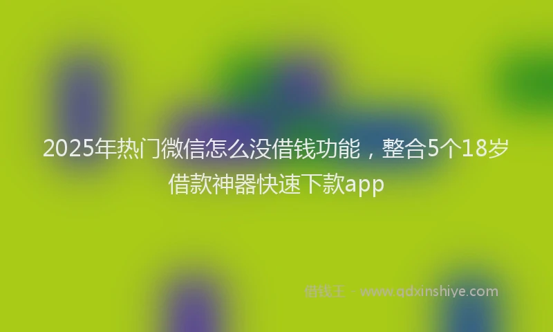 2025年热门微信怎么没借钱功能，整合5个18岁借款神器快速下款app