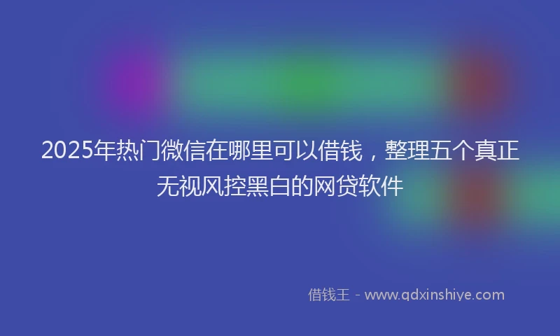 2025年热门微信在哪里可以借钱，整理五个真正无视风控黑白的网贷软件